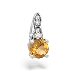 Citrine Antique Elegance 14K White Gold pendant P3100