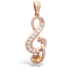 Citrine G-Clef Music 14K Rose Gold pendant P5830