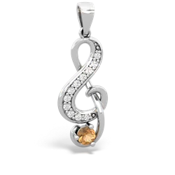 Citrine G-Clef Music 14K White Gold pendant P5830