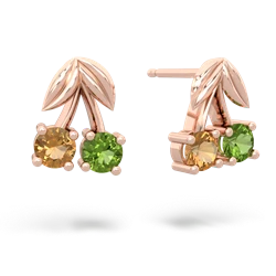 Citrine Sweet Cherries 14K Rose Gold earrings E7001