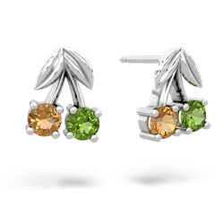 Citrine Sweet Cherries 14K White Gold earrings E7001