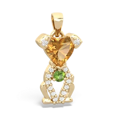 Citrine Puppy Love 14K Yellow Gold pendant P5800