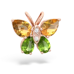 Citrine Butterfly 14K Rose Gold pendant P2215