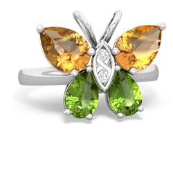 Citrine Butterfly 14K White Gold ring R2215