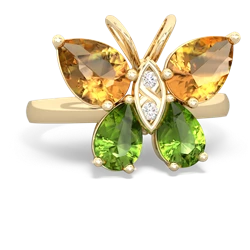 Citrine Butterfly 14K Yellow Gold ring R2215