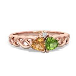 Citrine Heart To Heart Braid 14K Rose Gold ring R5870