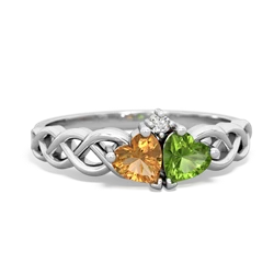 Citrine Heart To Heart Braid 14K White Gold ring R5870