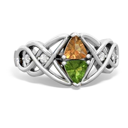 Citrine Keepsake Celtic Knot 14K White Gold ring R5300