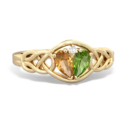 Citrine Celtic Love Knot 14K Yellow Gold ring R5420