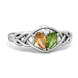 Citrine Celtic Love Knot 14K White Gold ring R5420