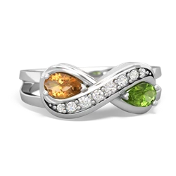 Citrine Diamond Infinity 14K White Gold ring R5390