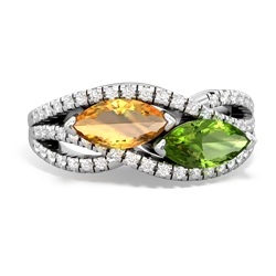 Citrine Diamond Rivers 14K White Gold ring R3070