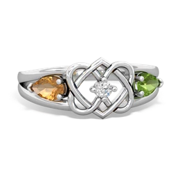 Citrine Hearts Intertwined 14K White Gold ring R5880