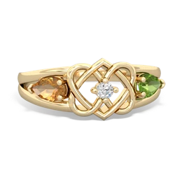 Citrine Hearts Intertwined 14K Yellow Gold ring R5880