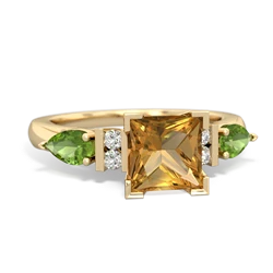 Citrine 6Mm Princess Eternal Embrace Engagement 14K Yellow Gold ring C2002