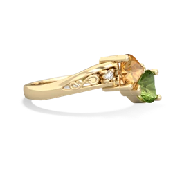 Citrine Snuggling Hearts 14K Yellow Gold ring R2178