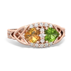 Citrine Sparkling Celtic Knot 14K Rose Gold ring R2645