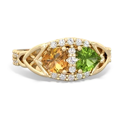 Citrine Sparkling Celtic Knot 14K Yellow Gold ring R2645