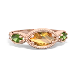 Citrine Milgrain Marquise 14K Rose Gold ring R5700