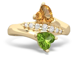 Citrine Heart To Heart 14K Yellow Gold ring R2064