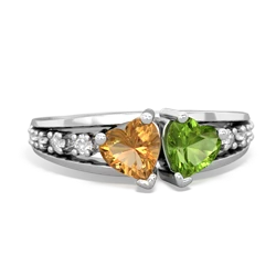 Citrine Heart To Heart 14K White Gold ring R3342