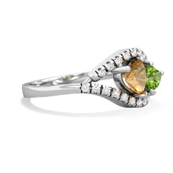 Citrine Mother And Child 14K White Gold ring R3010