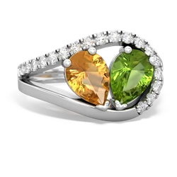 Citrine Nestled Heart Keepsake 14K White Gold ring R5650