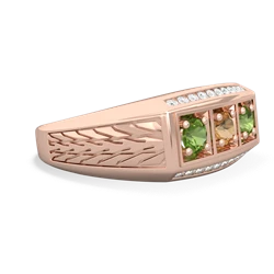 Citrine Three Stone Tire Tread Men's 14K Rose Gold ring R0520