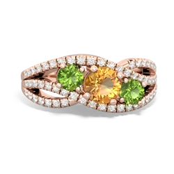 Citrine Three Stone Aurora 14K Rose Gold ring R3080