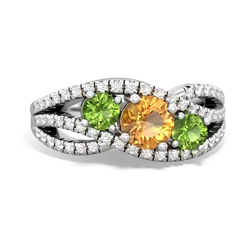 Citrine Three Stone Aurora 14K White Gold ring R3080