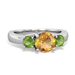 Citrine Three Stone Round Trellis 14K White Gold ring R4018