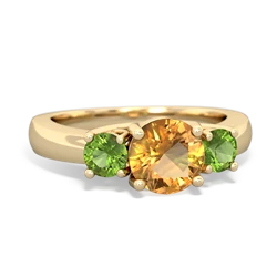 Citrine Three Stone Round Trellis 14K Yellow Gold ring R4018