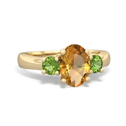 Citrine Three Stone Oval Trellis 14K Yellow Gold ring R4024