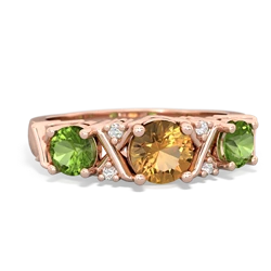 Citrine Hugs And Kisses 14K Rose Gold ring R5016