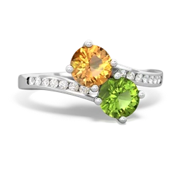 Citrine Channel Set Two Stone 14K White Gold ring R5303