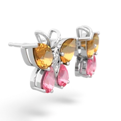 Citrine Butterfly 14K White Gold earrings E2215