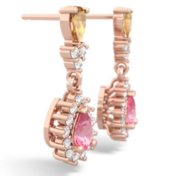Citrine Halo Pear Dangle 14K Rose Gold earrings E1882