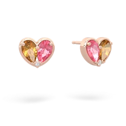 Citrine 'Our Heart' 14K Rose Gold earrings E5072