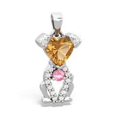 Citrine Puppy Love 14K White Gold pendant P5800