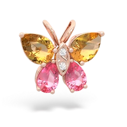 Citrine Butterfly 14K Rose Gold pendant P2215