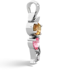 Citrine Kitten 14K White Gold pendant P5780