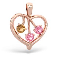 Citrine Glowing Heart 14K Rose Gold pendant P2233