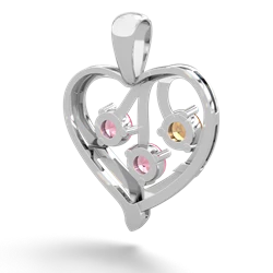 Citrine Glowing Heart 14K White Gold pendant P2233