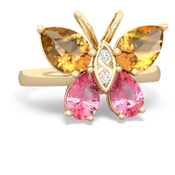 Citrine Butterfly 14K Yellow Gold ring R2215