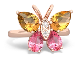 Citrine Butterfly 14K Rose Gold ring R2215