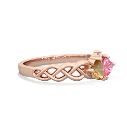 Citrine Heart To Heart Braid 14K Rose Gold ring R5870