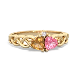 Citrine Heart To Heart Braid 14K Yellow Gold ring R5870