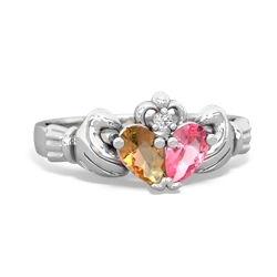 Citrine 'Our Heart' Claddagh 14K White Gold ring R2388