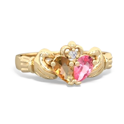 Citrine 'Our Heart' Claddagh 14K Yellow Gold ring R2388