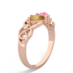 Citrine 'One Heart' Celtic Knot Claddagh 14K Rose Gold ring R5322